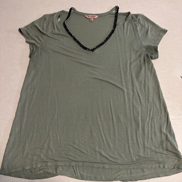 Juicy Couture Tops - Juicy Couture Y2K Retro Womens Green Iridescent Green Beaded Top L